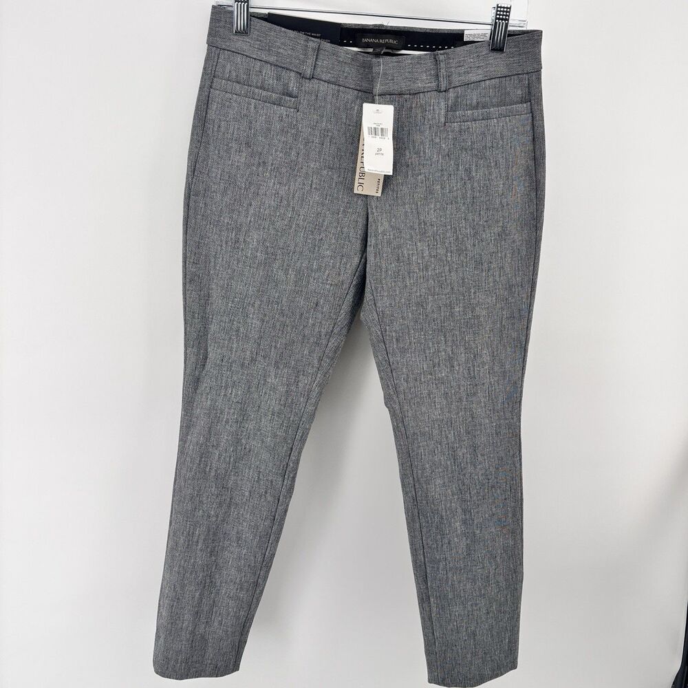 Banana Republic Sloan Women's 2P Petite Gray Pants NWT Cotton Stretch